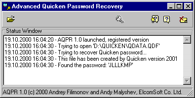 Advanced Quicken Password Recovery Screenshot